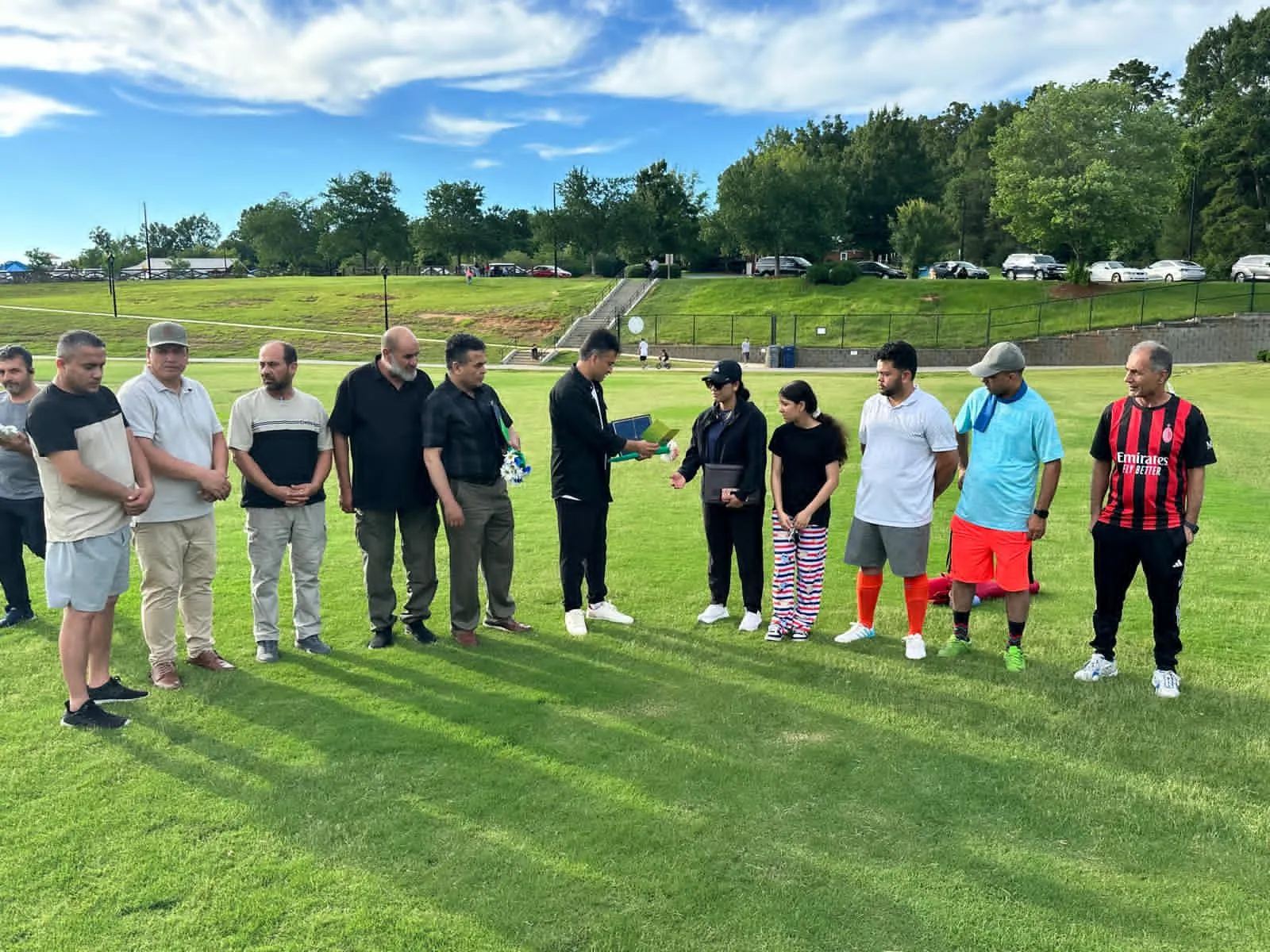 Participants lined up for an activity at a Maihan Association field day.